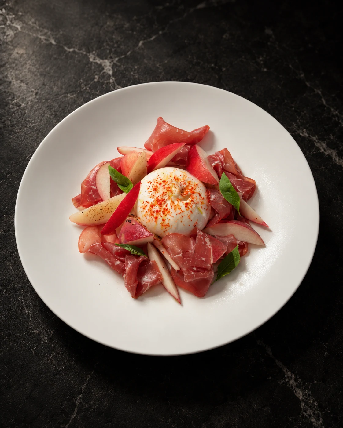 Burrata et jambon cru
